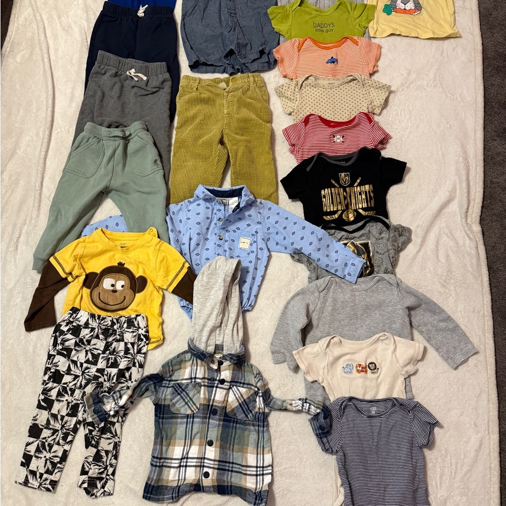 Bundle 24 month boys clothes onesies and pants. Used, good condition no stains